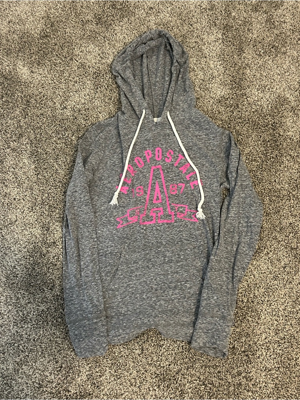 Aeropostale Size Small Sweatshirt Hoodie Pink Heathered Gray Y2K Lightweight